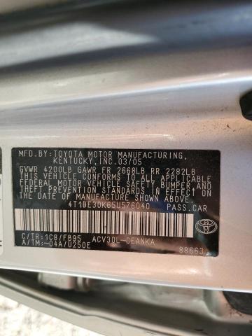 4T1BE30K65U576040 - 2005 TOYOTA CAMRY LE SILVER photo 12