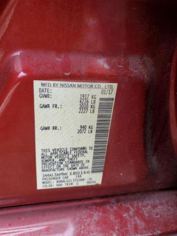 1N4AL3AP9HC180166 - 2017 NISSAN ALTIMA 2.5 წითელი ფოტო 12