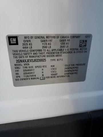 2GNAXJEV3J6239925 - 2018 CHEVROLET EQUINOX LT Білий фото 12