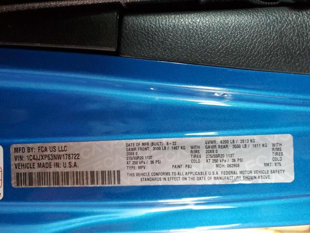 1C4JJXP63NW178722 - 2022 JEEP WRANGLER U SAHARA 4XE BLUE photo 12
