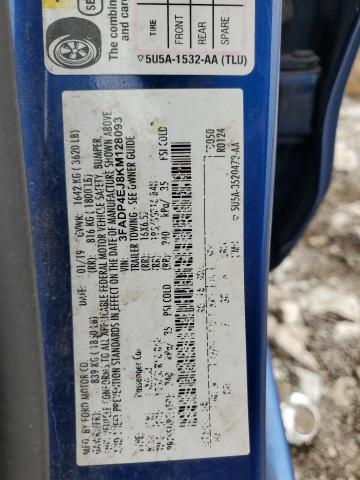 3FADP4EJ8KM128093 - 2019 FORD FIESTA SE Bleu photo 12