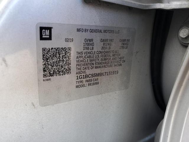 1G1BC5SM9K7151919 - 2019 CHEVROLET CRUZE LS Srebrny zdjęcie 12