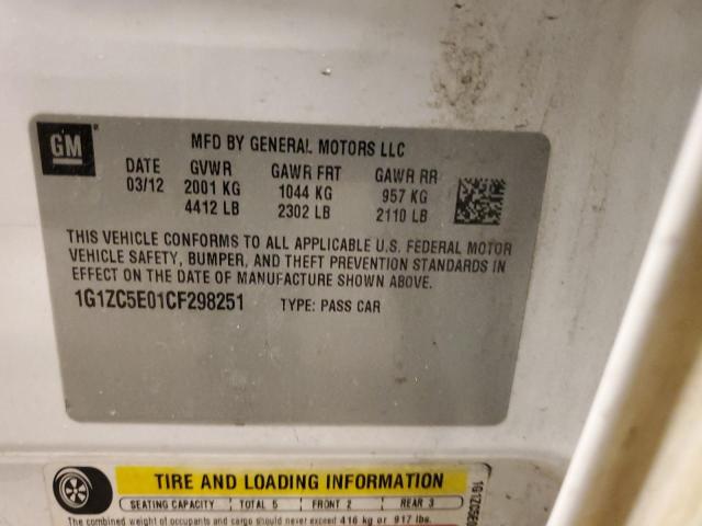 1G1ZC5E01CF298251 - 2012 CHEVROLET MALIBU 1LT WHITE photo 13