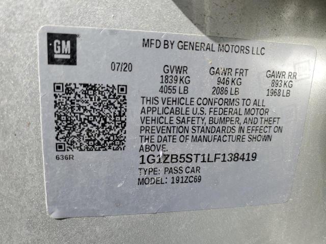 1G1ZB5ST1LF138419 - 2020 CHEVROLET MALIBU LS Серебристый фото 13