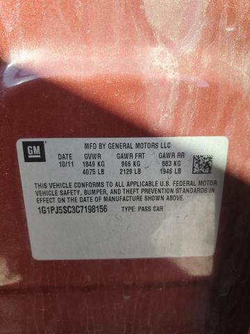 1G1PJ5SC3C7198156 - 2012 CHEVROLET CRUZE ECO 橙色 照片 12