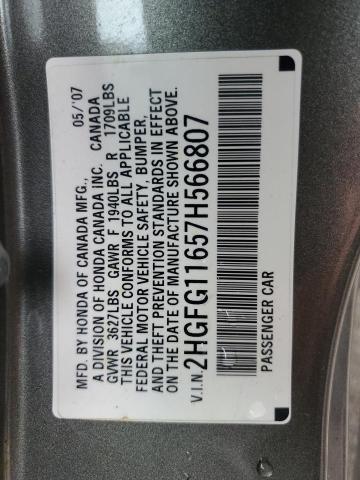 2HGFG11657H566807 - 2007 HONDA CIVIC LX TAN photo 13