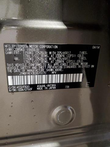 JTMBFREV3ED070270 - 2014 TOYOTA RAV4 LE 棕色 照片 14