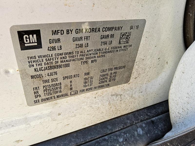 KL4CJASB0KB901000 - 2019 BUICK ENCORE PREFERRED Белый фото 13