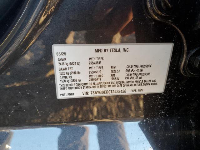 7SAYGDED0TA438430 - 2026 TESLA MODEL Y Графитовый фото 13