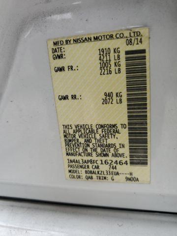 1N4AL3AP8FC162464 - 2015 NISSAN ALTIMA 2.5 თეთრი ფოტო 12