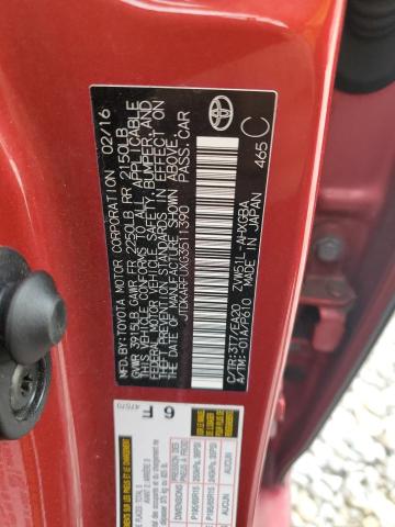 JTDKARFUXG3511390 - 2016 TOYOTA PRIUS RED photo 13