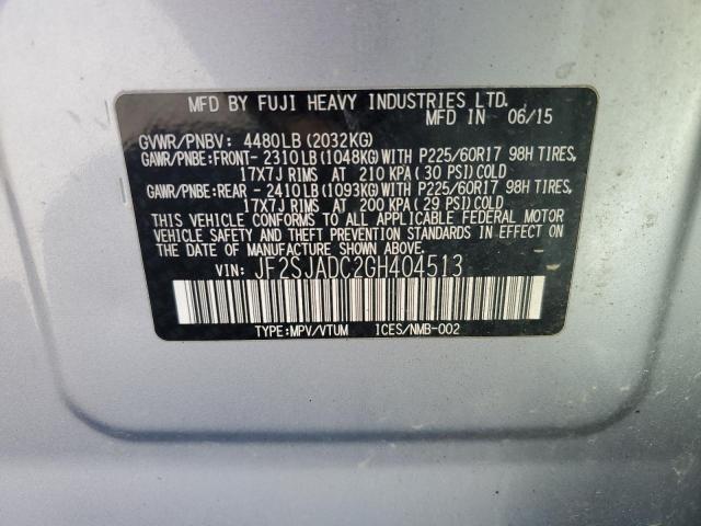JF2SJADC2GH404513 - 2016 SUBARU FORESTER 2.5I PREMIUM Srebrny zdjęcie 13