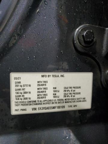 5YJYGAEE5MF188109 - 2021 TESLA MODEL Y Сұр фото 14