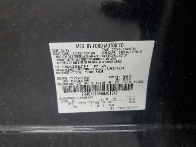 2FMGK5C89GBA01949 - 2016 FORD FLEX SEL 黑色 照片 14