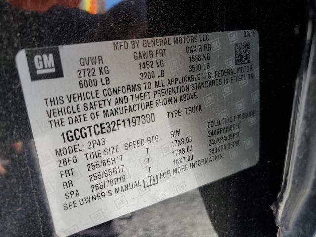 1GCGTCE32F1197380 - 2015 CHEVROLET COLORADO Z71 BLACK photo 12