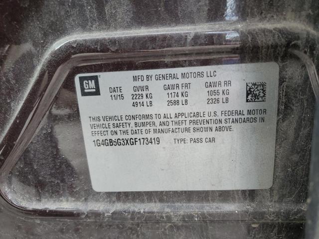 1G4GB5G3XGF173419 - 2016 BUICK LACROSSE 勃艮第红 照片 12