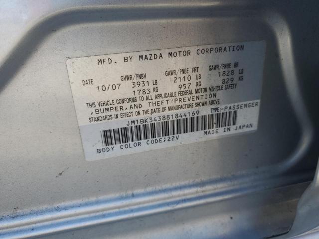 JM1BK343881844169 - 2008 MAZDA 3 HATCHBACK SILVER photo 13