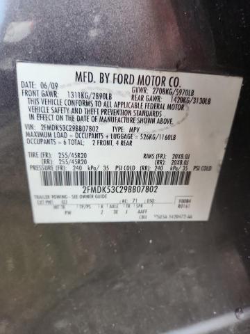 2FMDK53C29BB07802 - 2009 FORD FLEX LIMITED ნაცრისფერი ფოტო 13