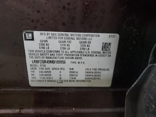 LRBFZSR49MD189956 - 2021 BUICK ENVISION AVENIR BURGUNDY photo 13