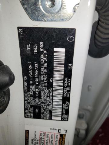 JTENU5JR3N6002099 - 2022 TOYOTA 4RUNNER SR5/SR5 PREMIUM WHITE photo 13