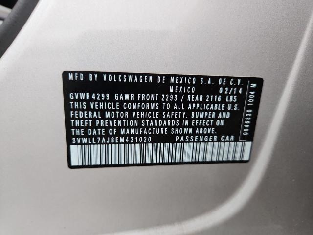 3VWLL7AJ8EM421020 - 2014 VOLKSWAGEN JETTA TDI SILVER photo 12