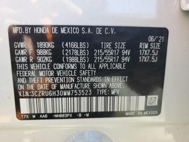 3CZRU6H30MM753523 - 2021 HONDA HR-V LX Biały zdjęcie 13