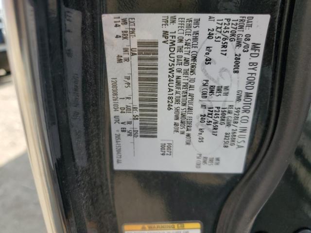 1FMDU75W24UA18246 - 2004 FORD EXPLORER LIMITED 黑色 照片 12