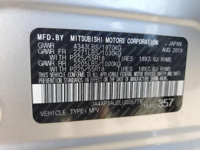 JA4AP3AU2LU005775 - 2020 MITSUBISHI OUTLANDER ES SILVER photo 12
