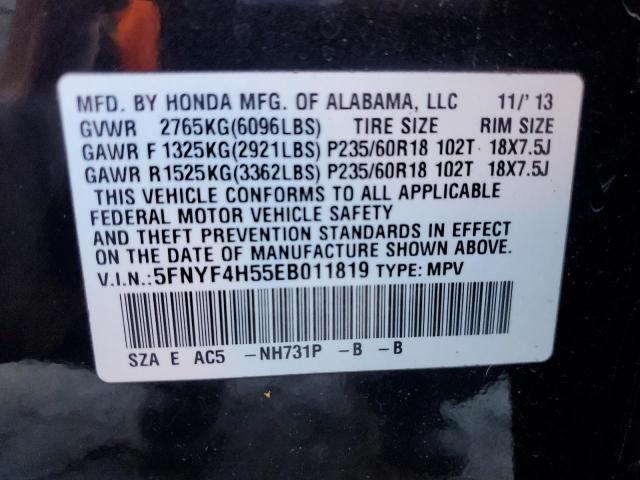 5FNYF4H55EB011819 - 2014 HONDA PILOT EXL Қара фото 14