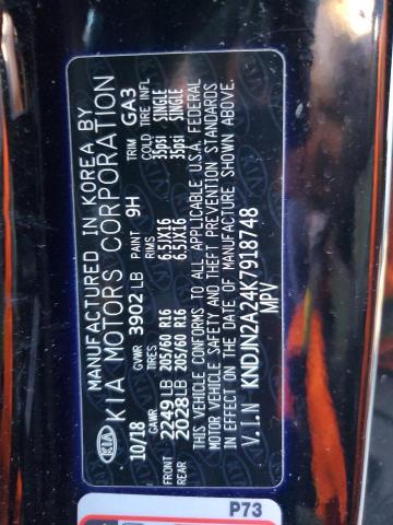 KNDJN2A24K7918748 - 2019 KIA SOUL Қара фото 13