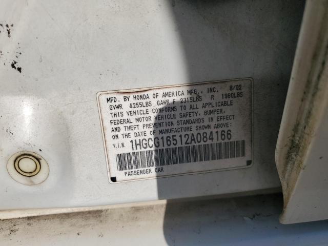 1HGCG16512A084166 - 2002 HONDA ACCORD EX 白色 照片 13