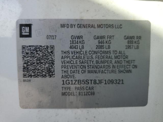 1G1ZB5ST8JF109321 - 2018 CHEVROLET MALIBU LS Blanc photo 12