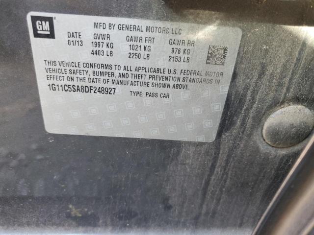 1G11C5SA8DF248927 - 2013 CHEVROLET MALIBU 1LT ნაცრისფერი ფოტო 12