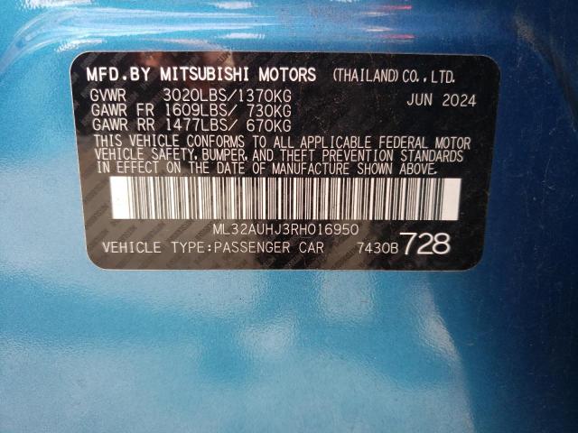 ML32AUHJ3RH016950 - 2024 MITSUBISHI MIRAGE ES 蓝色 照片 13