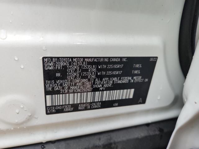 2T3F1RFV3NC292407 - 2022 TOYOTA RAV4 LE WHITE photo 13