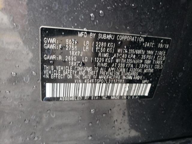 4S4BTGPD7L3117381 - 2020 SUBARU OUTBACK TOURING LDL Մոխրագույն լուսանկար 13