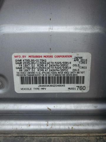 JA4AD3A36GZ046645 - 2016 MITSUBISHI OUTLANDER SE Gümüş foto 13