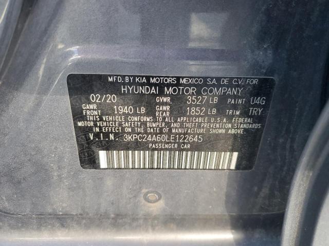 3KPC24A60LE122645 - 2020 HYUNDAI ACCENT SE Сұр фото 12