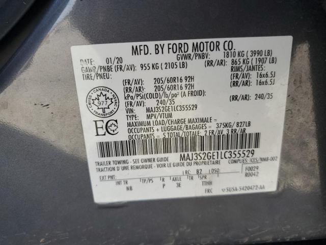 MAJ3S2GE1LC355529 - 2020 FORD ECOSPORT SE ნაცრისფერი ფოტო 13