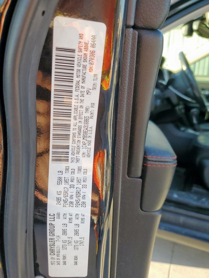 1C4PJMBS8EW316865 - 2014 JEEP CHEROKEE TRAILHAWK BLACK photo 12