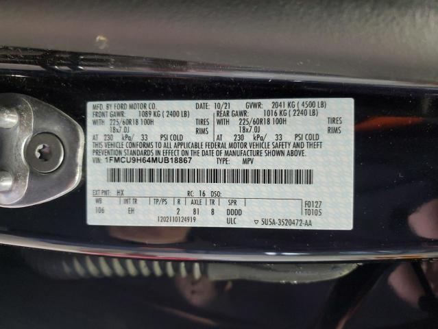 1FMCU9H64MUB18867 - 2021 FORD ESCAPE SEL BLACK photo 13