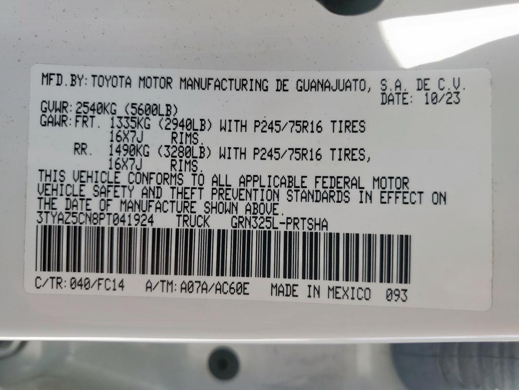 3TYAZ5CN8PT041924 - 2023 TOYOTA TACOMA DOUBLE CAB თეთრი ფოტო 13