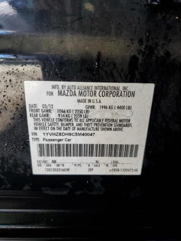 1YVHZ8DH9C5M40047 - 2012 MAZDA 6 I Noir photo 12