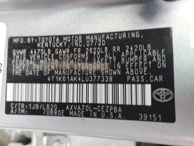 4T1K61AK4LU377338 - 2020 TOYOTA CAMRY XSE SILVER photo 13