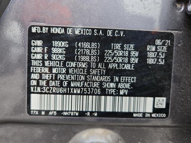 3CZRU6H1XMM753706 - 2021 HONDA HR-V SPORT GRAY photo 13