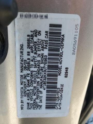 4T1BE32KX3U776963 - 2003 TOYOTA CAMRY LE Silber Foto 12