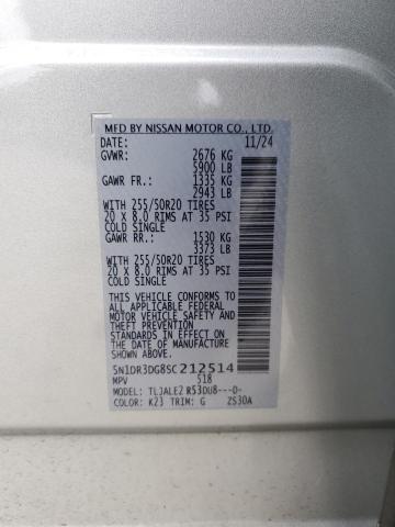 5N1DR3DG8SC212514 - 2025 NISSAN PATHFINDER PLATINUM Silber Foto 13