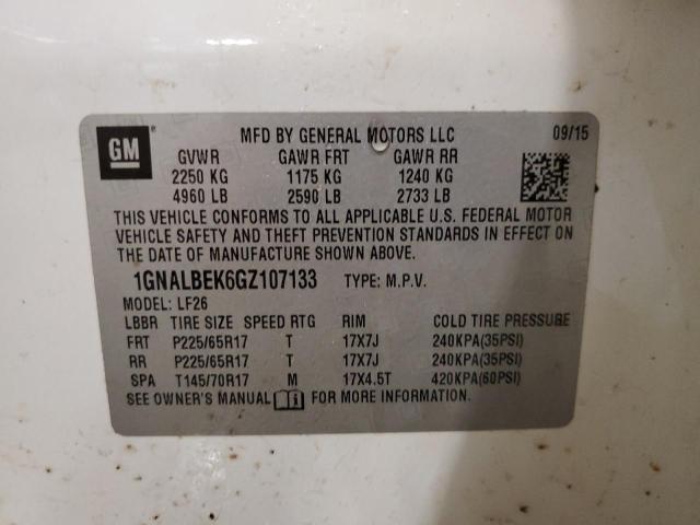 1GNALBEK6GZ107133 - 2016 CHEVROLET EQUINOX LS თეთრი ფოტო 13