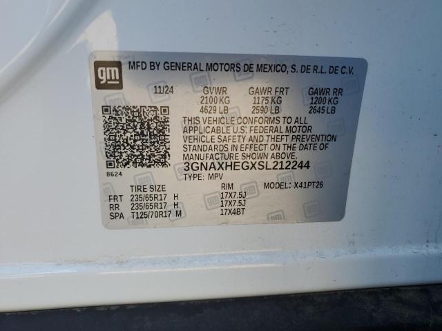 3GNAXHEGXSL212244 - 2025 CHEVROLET EQUINOX LT WHITE photo 13