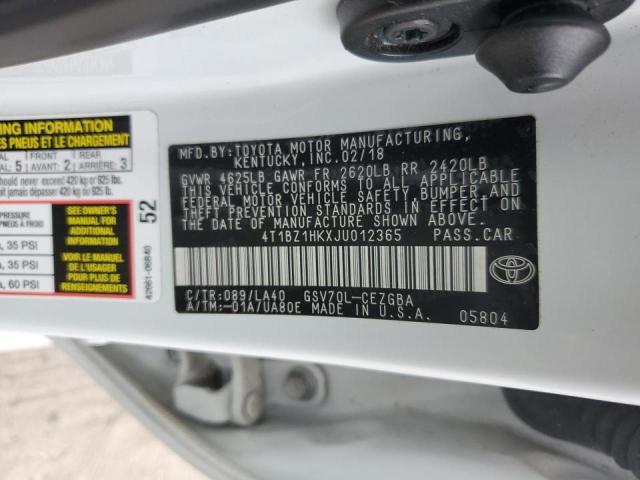 4T1BZ1HKXJU012365 - 2018 TOYOTA CAMRY XSE WHITE photo 12